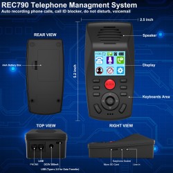 Analog Telephone Recorder, 32GB Call Recording with Time Stamp, Answer Machine Call ID Blocker Do Not Disturb